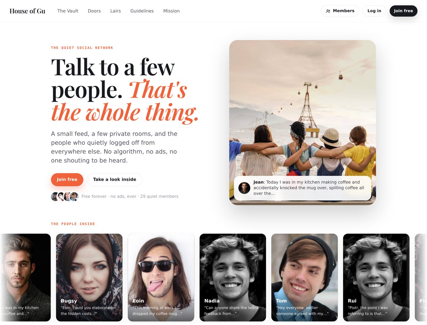House of Gu: la vista del membro, un social network luminoso